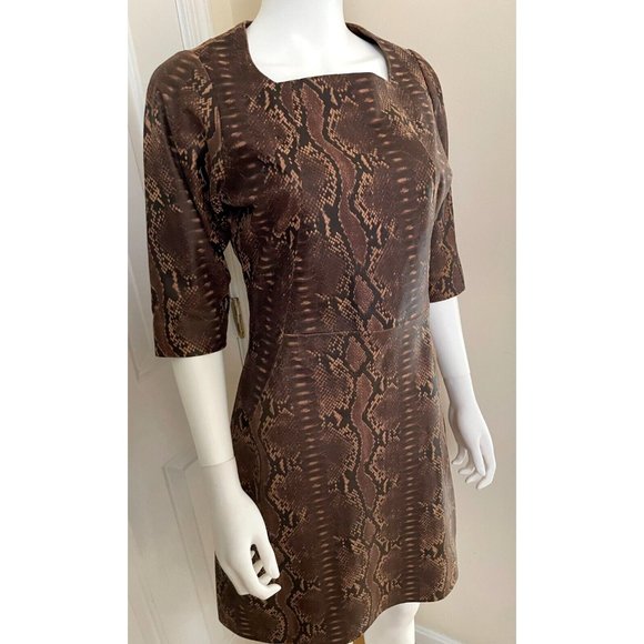 Fab! NWT Leathercult snakeskin print leather dress handmade size small - Picture 1 of 12